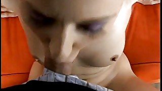 Nice cumshot on the trimmed muff of Cindy Crawford in this hot pov blowjob scene