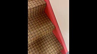 Pissing while walking up steps