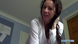 Sexy brunette girl  helps you !