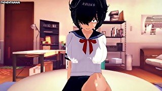 POV Hentai Feet Mikoto Urabe pleases you with her feet Mysterious Girlfriend X