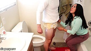 Billy gets diapered for wetting himself abdl