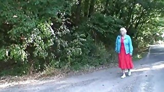 He doggy-fucks old granny right on the road-side