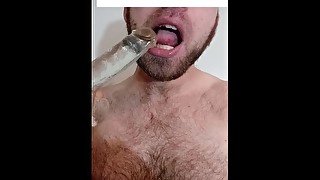 Straight Guy Does a Dildo Blowjob