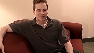 Young and handsome Tommy solo masturbates while showing his feet