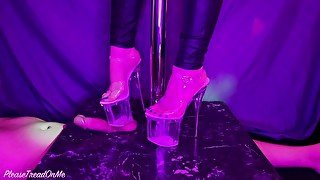 clear stripper heels trample cock