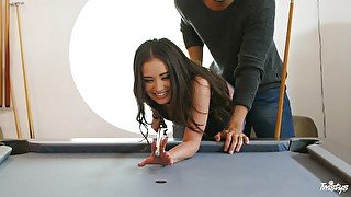 Cute girlfriend Gia Paige gets her pussy fucked on the pool table