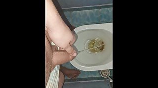 Peeing in a toilet