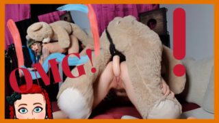 MissHornyG, little slut Fuck own teddy bear in doggy style and cum hard!