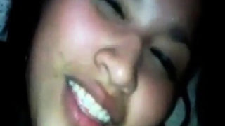 Cute amature asian teen gets a mouthful