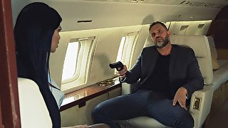 Hungry gangster hotly fucks Jasmine Jae in the plane