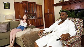 Black dude gets his dick sucked and pleasured by Arietta Adams