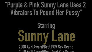 Purple & Pink Sunny Lane Uses 2 Vibrators To Pound Her Pussy