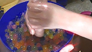 Sensitive handjob with oil and water balls // MASSIVECUM \\