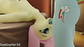 rainbow dash fucks flyttershy deep throat with cum