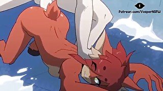 Furry girl gets big dick and huge cumshot