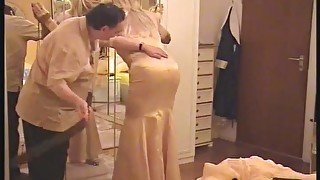 Spanked In Tight Satin Gown