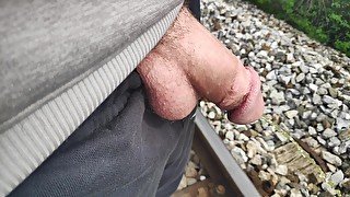 NO HANDS OUTDOOR PISS ON RAILWAY