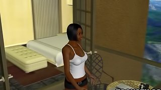 Foxy 3D Cartoon Ebony Babe Sucking and Fucking