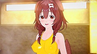 Fucking Vtuber Inugami Korone in the Bath Until Creampie - Anime Hentai 3d Uncensored