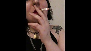 goth girl smoking domination & humiliation (beeping in background)