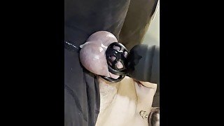 MASSIVE Ruined Cumshot leaks all over Sexy boy in small nub Chastity