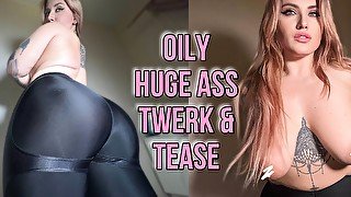 Oil twerk tease & worship in leggings