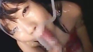 ASIAN GIVES BLOW JOB COVERED IN SLIME