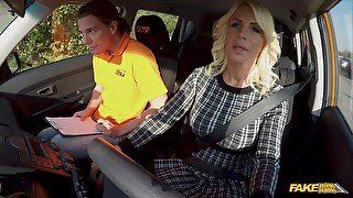 Mature learns how to drive and how to suck young cock