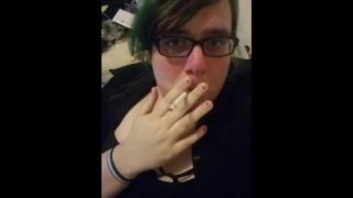 Trashy Green Hair Trans Erotic Smoking