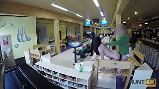 Depraved dark haired chick gets fucked in the bowling center