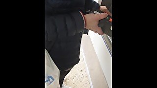 Step mom in leggings stuck into step son dick and fuck in supermarket