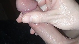 Slowly massaging my cock after edging for 2 hours. Cum almost hits the camera DMVToyLover223