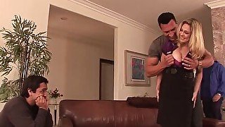 Blonde housewife takes it anally from porn stud