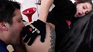 ANAL ONLY Big booty hottie Tommy King gets fucked in the ass then swallows a load of cum