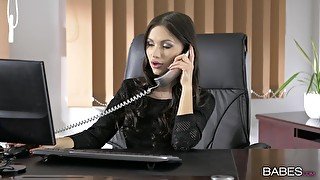 Brunette boss Sasha Rose demands from her employee to fuck her