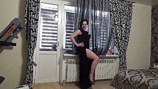 The sexiest my outfit N3 Modeling long classik balck dress for you