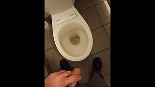 The Plumber Pisses with his Beautiful Dick in the Toilet which he Subdued