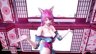 [MMD] IU - LILAC Spirit Blossom Ahri Sexy Striptease League Of Legends Uncensored Hentai