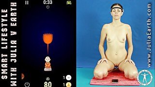 Nude Julia V Earth trains own psychic with neuro device and apps.