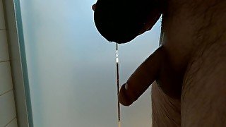 Masturbating with toys in the shower with creampie