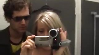 Dressing room blowjob and doggystyle sex