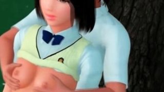 3D Busty Schoolgirl Outdoor Blowjob!