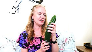 My granny buys a cucumber for masturbation