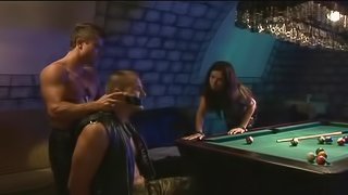 Hot Guys Fuck A Sexy Chick On A Billiard Table