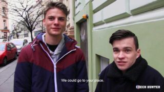 Two Czech amateur twinks in a hardcore gay 3some