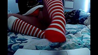 3rd day of XXXmas Naughty Footplay and Footjob with Stockings.mp4