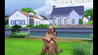 Grandpa Fucks Big Tits Girl Outside and Comes Inside