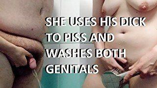 Eve pisses with Adams dick and washing their genitals after sex.onlyfans.       /adambhm_eveffa