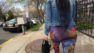 Wife in see through legging doing quaritine pet food run