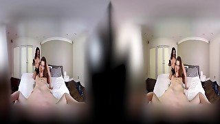 VR stepmom and stepsister fuck - Brunette